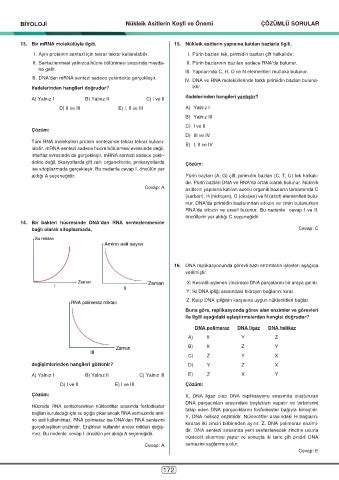 Page 174 Dört Dörtlük Konu Pekiştirme Testi BİYOLOJİ AYT