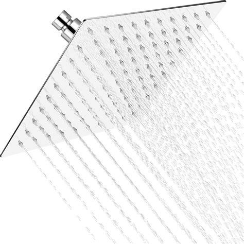 Qomolangma 8 Inch Rain Shower Head Chrome Square Large Shower Head