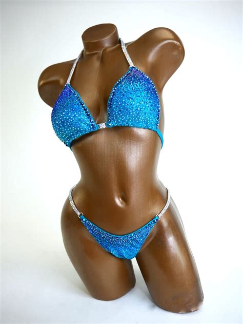 Npc Ifbb Competition Bikini Ocean Blues Bikini Suit Etsy