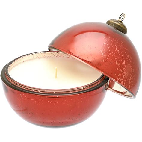 The Christmas T Co Red Mulled Wine Fragranced Glass Bauble Candle 180g Wilko