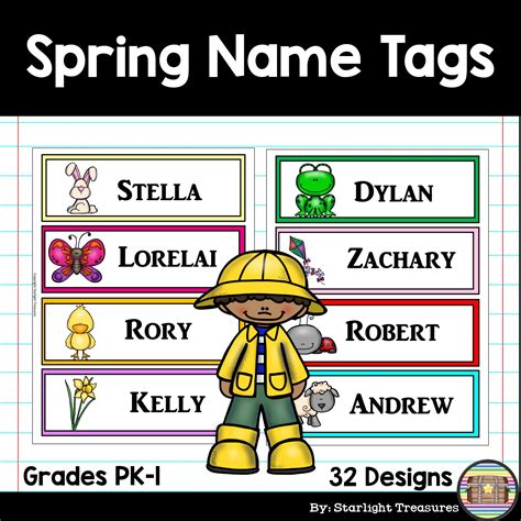 Printable Spring Name Tags For Cubbies