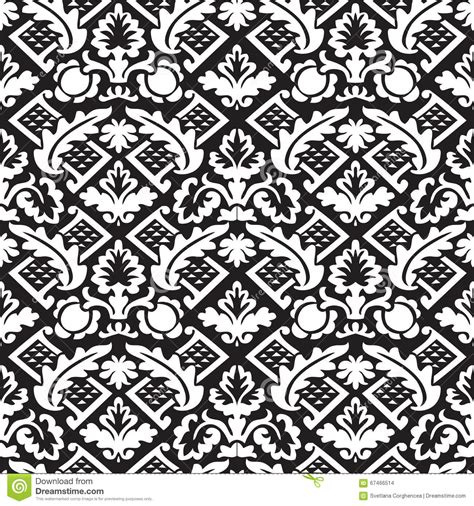 Vector Damask Seamless Floral Pattern Black And White Background Stock