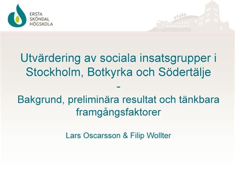 Utvärdering Av Sociala Insatsgrupper I Stockholm Botkyrka Och