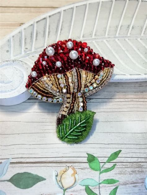 Beaded Brooch Crochet Earrings Mushroom Crafts Beading Ideas Delica