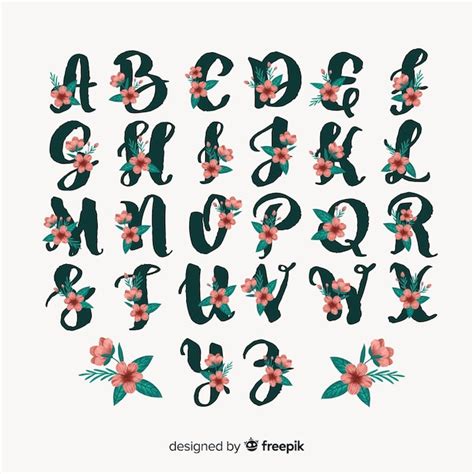 Free Vector Beautiful Alphabet With Flowers