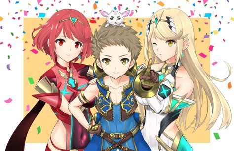 Pyra Mythra Rex And Gramps Xenoblade 2 可愛いイラスト ゼノブレイド アニメキャラクター