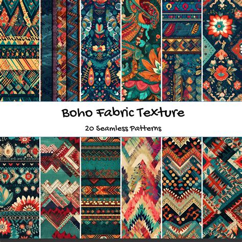 Boho Fabric Texture Seamless Patterns Etsy