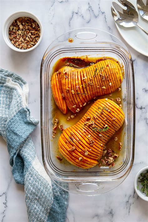 Hasselback Butternut Squash With Maple Browned Butter Sauce