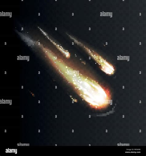 Ilustración vectorial de stock meteorito realista asteroides cometas