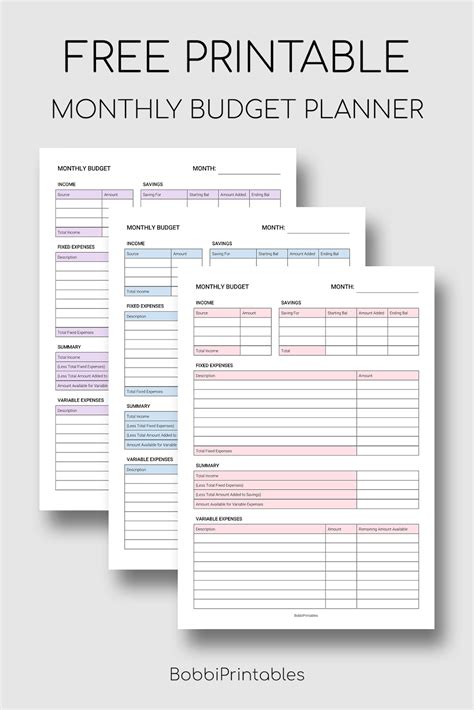 Printable Monthly Budget Planner Worksheets Library