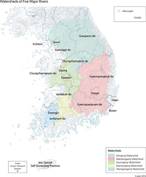 Watersheds Of Five Major Rivers South Korea R MapPorn