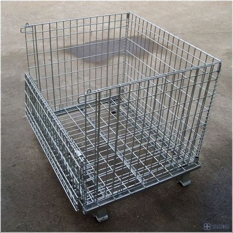 Wire Warehouse Cages Steel Mesh Stillages Stackable Metal Bins China Metal Bins And Stackable