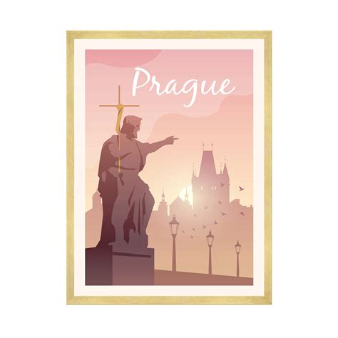 Plakat Miasta Praga Czechy Stolica X Cm Ramka Z Ota Pk