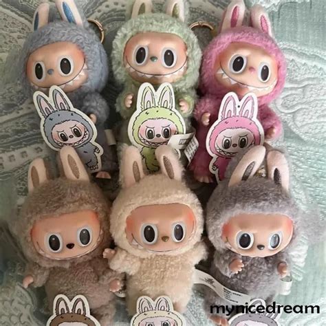 Hot Labubu The Monsters Box Toys Cardiac Macarone Kawai Guess Bag Figure Model Bag Keychain
