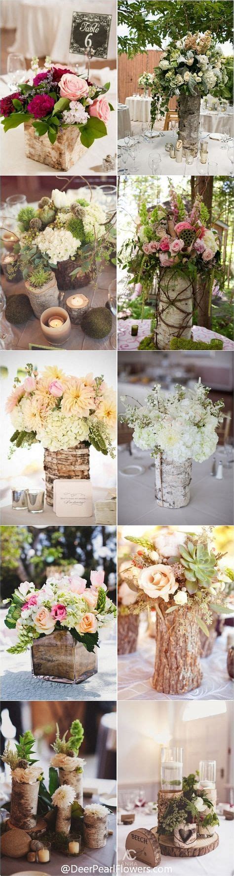 Rustic Country Wedding Ideas Bark Container Wedding Centerpieces