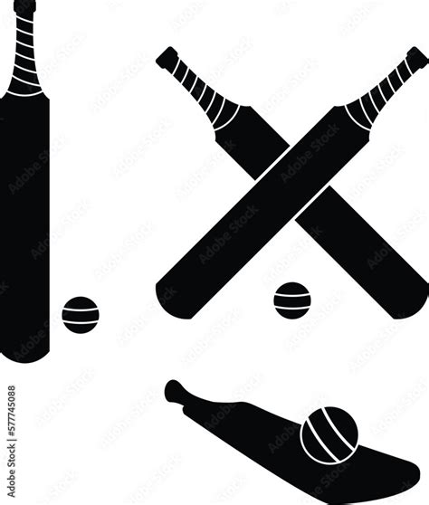 Cricket bat silhouette vector illustrations. Cricket bat and ball by ...