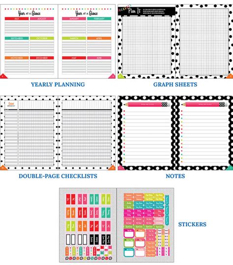 Black White And Stylish Brights Teacher Planner Book Ja Riollano