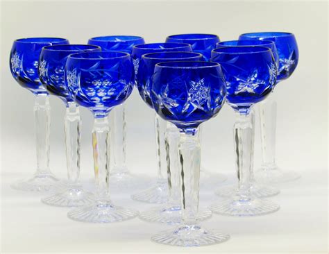 Cobalt Cut To Clear Bohemian Crystal Cordial Glasses Set Of Etsy