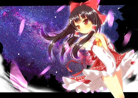 Black Hair Blush Bow Hakurei Reimu Japanese Clothes Long Hair Miko