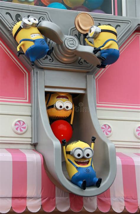 Statue of Minions on the Shop, at Universal Studios Japan. Minions are Famous Characters from ...