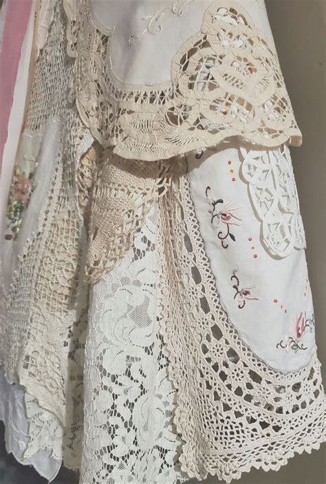 Shabbychic Style Bohemian Bridal Skirt/ Vintage and Antique Doily Skirt