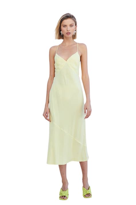 Suboo Georgia Tie Back Slip Dress Lemon All The Dresses