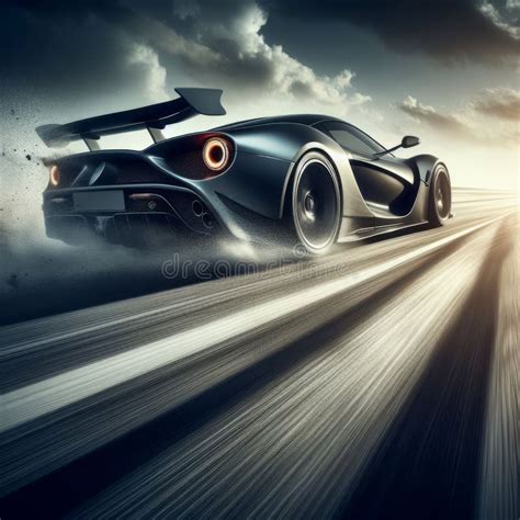 Speeding Sports Car Kicks Up Dust Of Highway Stock Illustration