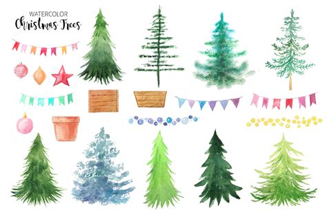 Watercolor Christmas Trees