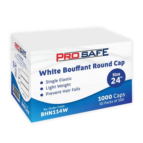 ProSafe Disposable Bouffant Round Cap 24 PP White Pack 100 Winc