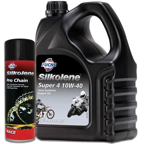 Silkolene Super 4 10w 40 Semi Synthetic Motorcycle Oil 4L Plus Chain