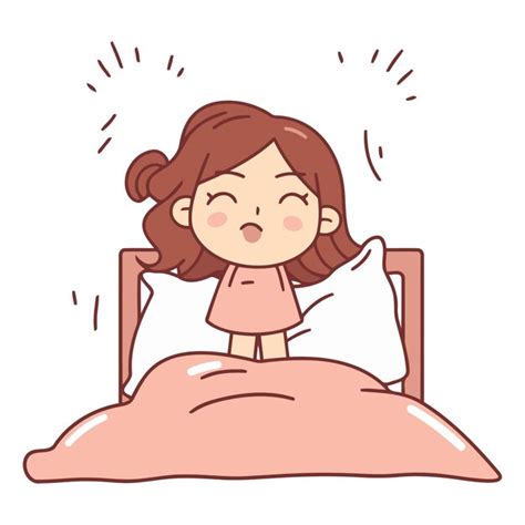 Ilustraci N De Una Ni A Que Se Despierta En Su Cama Vector Vector