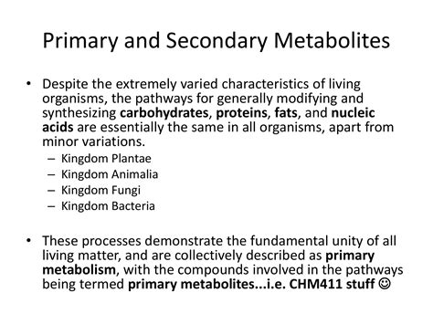 Secondary Metabolites and Building Blocks