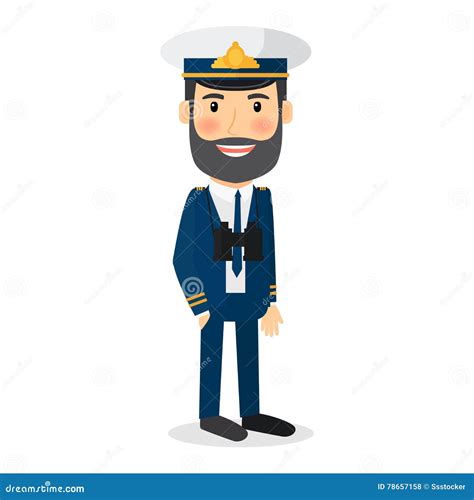 Captain Hat Vector Illustration Uniform Icon Sea Ship Cap And Sailor