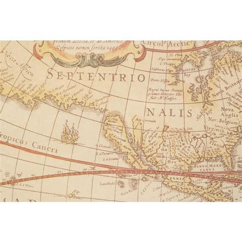 Henricus Hondius Reproduction World Map, 1630 in Giltwood Frame | Chairish