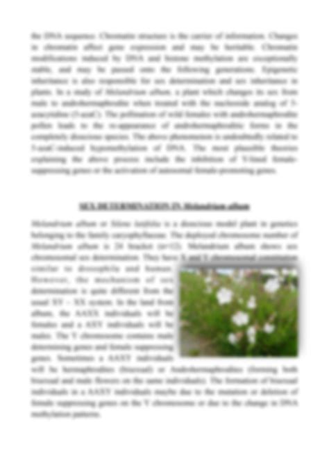 Solution Sex Determination In Plants Studypool