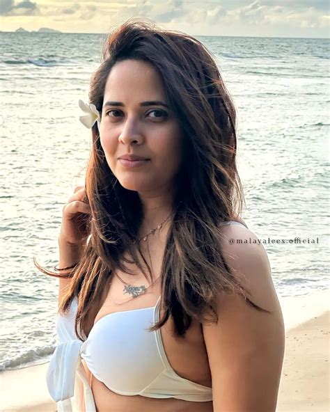 Anasuya Bharadwaj Hot White Bikini Beach Photos