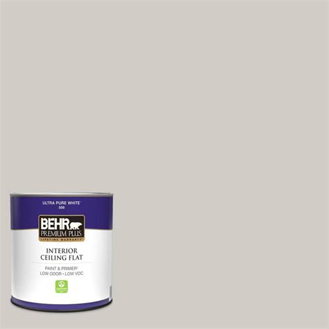 Behr Premium Plus Qt Ppu Chic Gray Ceiling Flat Interior Paint