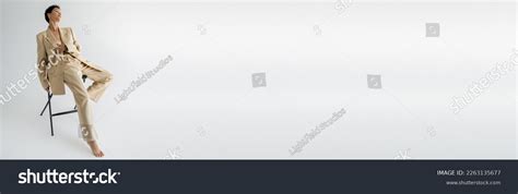 Full Length Brunette Barefoot Woman Elegant Stock Photo Shutterstock