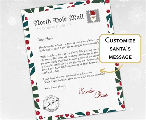 Editable Letter From Santa Santa Letter North Pole Letter Etsy