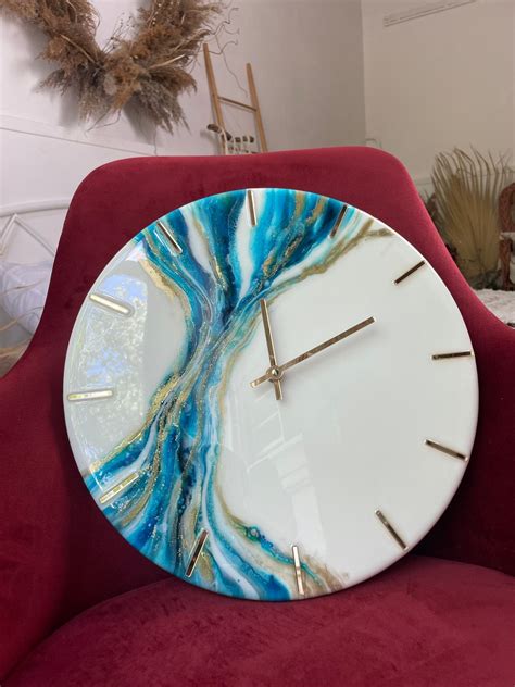 Resin Wall Clock Modern Wall Art Wall Clock Unique Resin Art Etsy