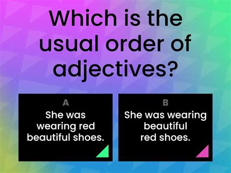 Order Of Adjectives Quiz