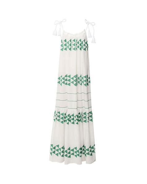 Greek Archaic Kori Arrow Maxi Dress In Green Lyst Uk