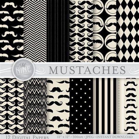 Mustaches Digital Paper Vintage Black Mustache Printable Etsy