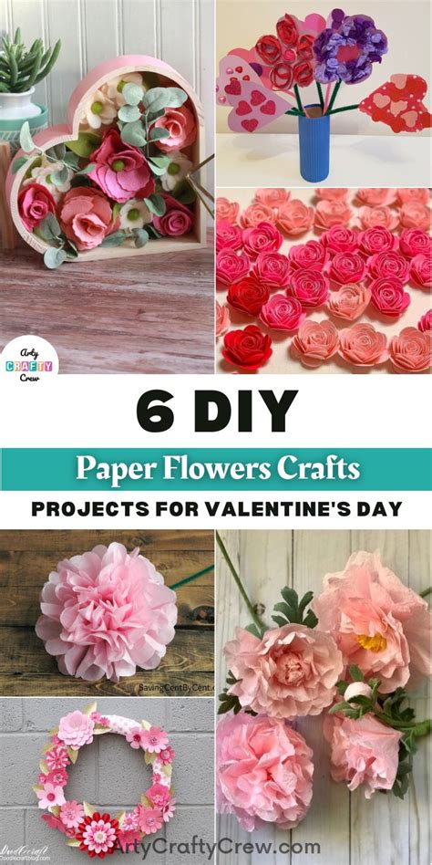 6 DIY Paper Flowers Craft Projects For Valentine's Day - Arty Crafty Crew