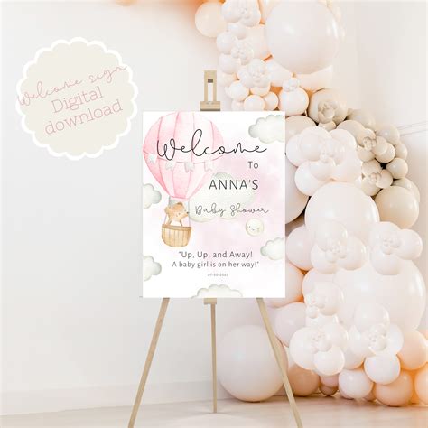 Hot Air Balloon Welcome Sign Baby Shower Welcome Sign Etsy Australia