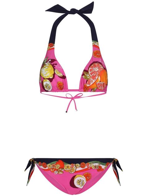 Dolce Gabbana Fruit Print Triangle Bikini Farfetch