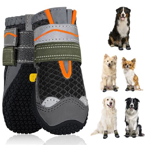 SlowTon Dog Boots, Breathable Dog Paw Protector, Dual Adjustable