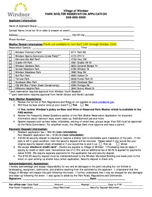 Fillable Online Park Shelter Reservation Application Fax Email Print