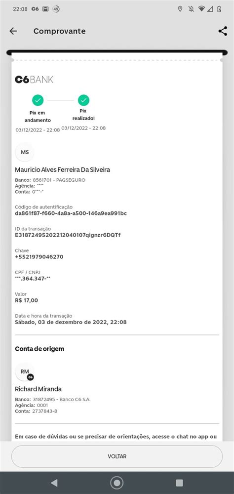 Comprovante C Bank Pix Em Pix Andamento Realizado Ms Maur Cio