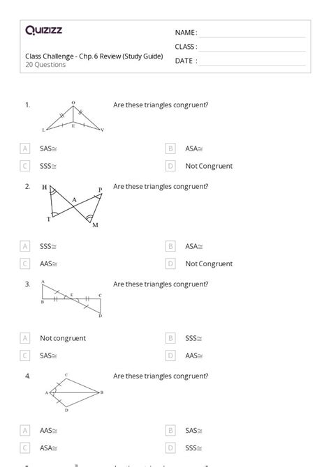 50 Congruent Triangles Sss Sas And Asa Worksheets For 12th Class On